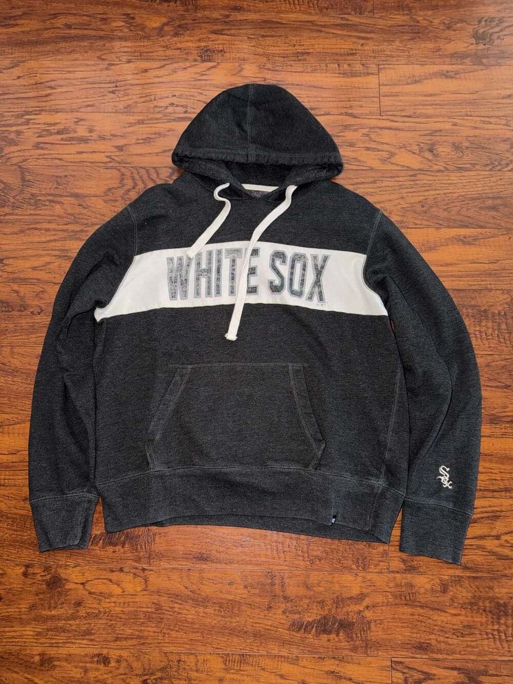 '47 Brand Chicago White Sox MLB Heather Charcoal Grey and White Pullover Hoodie